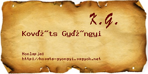 Kováts Gyöngyi névjegykártya